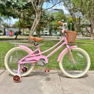 Bicicleta para niñas con rueditas de aprendizaje Aro 20 Color Rosada