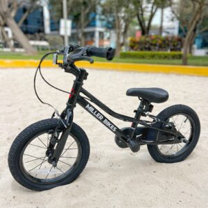 Bicicleta 2 en 1 Convertible Balance y Pedales Miller Bikes Negra aro 14 (Incluye rueditas de aprendizaje)